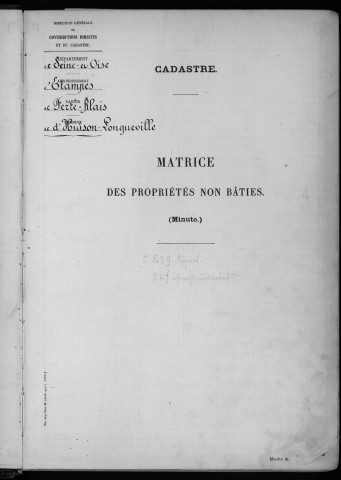 D'HUISON-LONGUEVILLE. - Matrice des propriétés non bâties : folios 1 à 492 [cadastre rénové en 1950]. 
