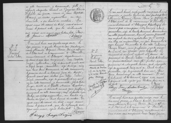 ITTEVILLE.- Naissances, mariages, décès : registre d'état civil (1891-1898). 