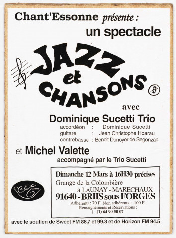 Jazz et chansons avec Dominique SUCETTI TRIO et Michel VALETTE.