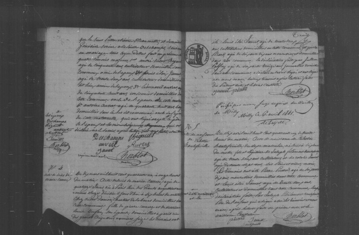 CHAMPMOTTEUX. Naissances, mariages, décès : registre d'état civil (1841-1860). 