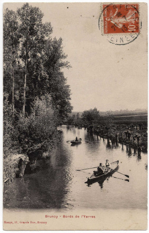 BRUNOY. - Bords de l'Yerres. Editeur Maugé, 1913,timbre à 10 centimes. 