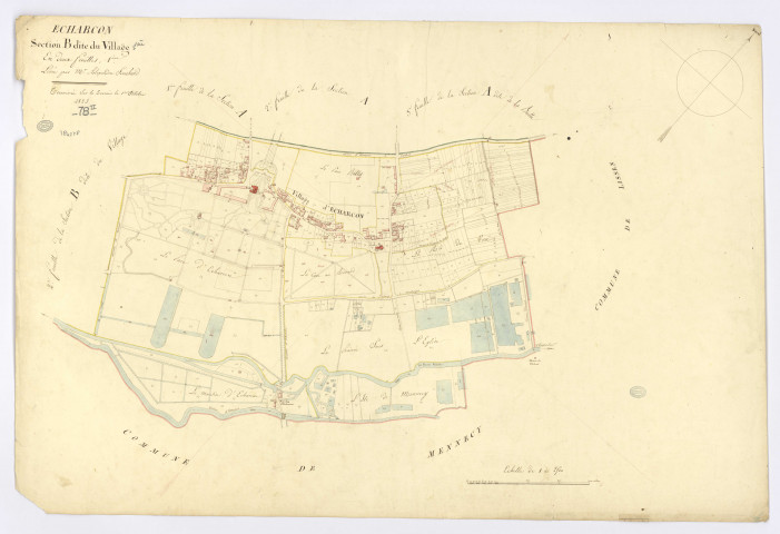 ECHARCON. - Section B - Village (le), 2, ech. 1/2500, coul., aquarelle, papier, 67x99 (1823). 