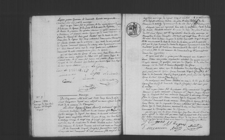 CHAMPLAN. Naissances, mariages, décès : registre d'état civil (1832-1849). 