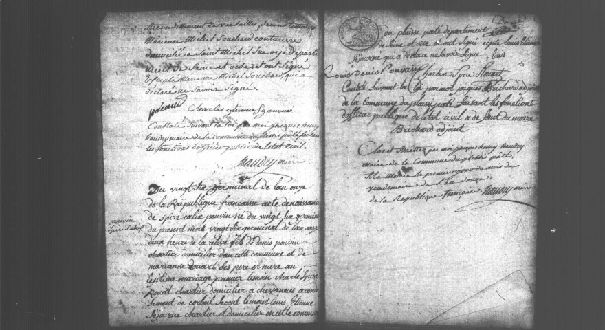 PLESSIS-PATE (LE). Naissances, mariages, décès : registre d'état civil (an XI-1820). 