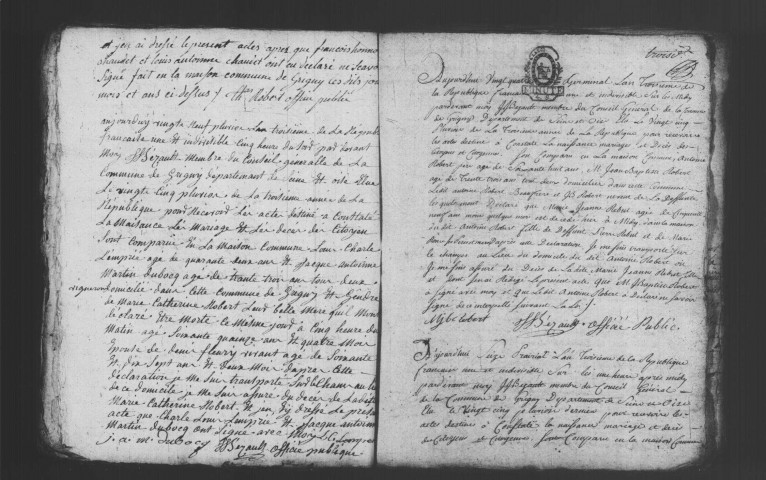 GRIGNY. Paroisse Saint-Antoine : Baptêmes, mariages, sépultures : registre paroissial (1781-an IV). 