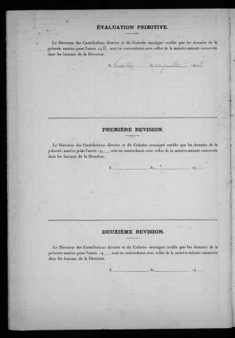 FONTENAY-LES-BRIIS. - Matrice des propriétés non bâties : folios 1 à 492 [cadastre rénové en 1935]. 