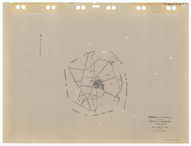 NAINVILLE-LES-ROCHES, plans minutes de conservation : tableau d'assemblage,1933, Ech. 1/10000 ; plans des sections AU, B1, CU, 1933, Ech. 1/2500, sections B2, 1933, Ech. 1/1250, sections ZA, ZB, 1962, Ech. 1/2000. Polyester. N et B. Dim. 105 x 80 cm [8 plans]. 