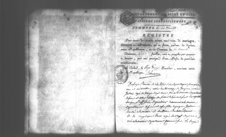 NORVILLE (LA). Naissances, mariages, décès : registre d'état civil (an X-1811). 