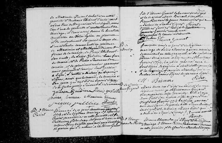 BOIGNEVILLE. Paroisse Notre-Dame : Baptêmes, mariages, sépultures : registre paroissial (1774-1792). [relié en désordre (1774-1775)]. 