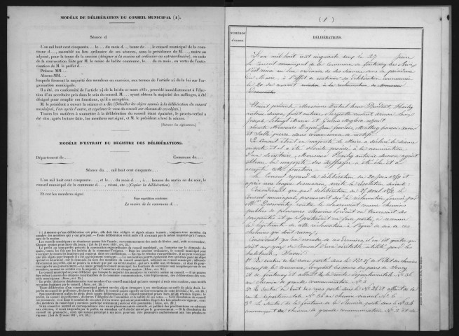 FONTENAY-LES-BRIIS. - Administration générale de la commune, registres de délibérations : registre de délibération du conseil municipal (1852-1855). 