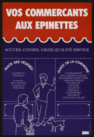 EVRY. - Affiche publicitaire pour les commerçants du quartier des Epinettes (1981). 