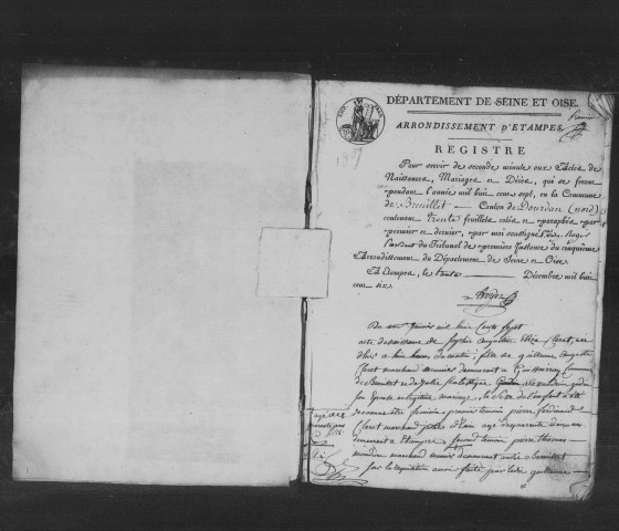 BREUILLET. Naissances, mariages, décès : registre d'état civil (1807-1813). 