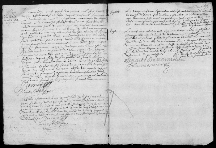 BOIS-HERPIN. - Registre paroissial. - Registre des baptêmes, mariages et sépultures (1713-1748) 