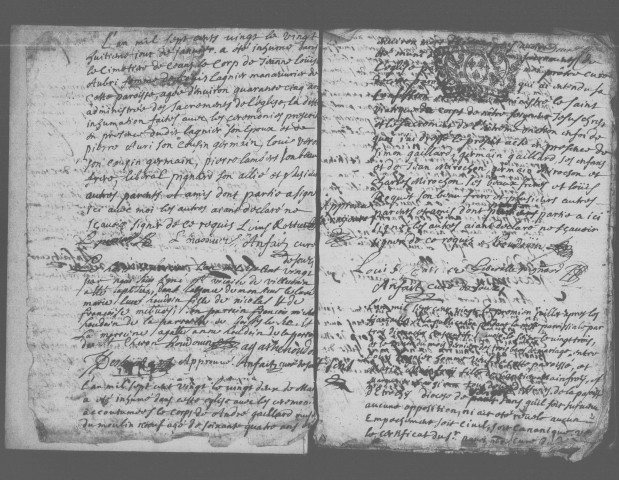 SOUZY-LA-BRICHE, paroisse Saint-Leu-Saint-Gilles de LA BRICHE. - Registres paroissiaux : baptêmes [1651-1686], mariages [1651-1684], sépultures [1652-1686, 1749-1772], baptêmes, mariages, sépultures [1687-1700, 1702-1717, 1720-1732, 1739-1747, 1748], baptêmes, mariages [1749-1770] ; paroisse Saint-Martin de SOUZY : baptêmes, mariages, sépultures [1700-1702, 1702-1719, 1703, 1720-1736, 1736-1747, 1748], baptêmes, mariages [1749-1783], sépultures [1749-1769] [documents originaux conservés aux Archives départementales de l'Essonne, cotes E dépôt 25/2 E 1-5]. 