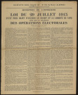 Seine-et-Oise [Département]. - Loi du 29 juillet 1913 ayant pour objet d'assurer le secret et la liberté du vote ainsi que la sincérité des opérations électorales (1915). 