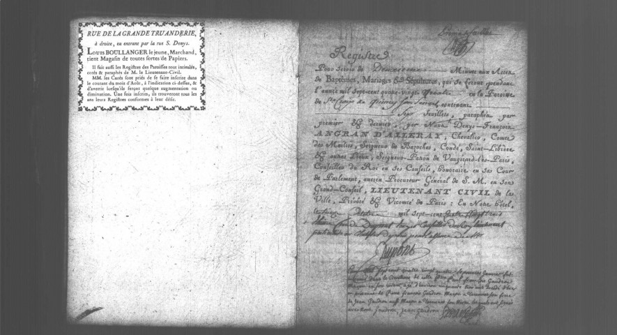 QUINCY-SOUS-SENART. Paroisse Sainte-Croix : Baptêmes, mariages, sépultures : registre paroissial (1766-1784). 