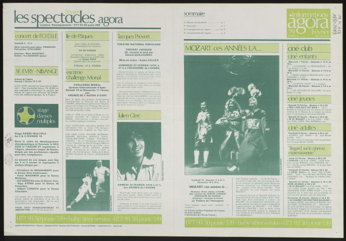 EVRY.- Les spectacles de l'Agora : programme culturel, février 1979. 