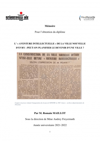 L'"aventure intellectuelle" de la ville nouvelle d'Evry : peut-on planifier le devenir d'une ville ?